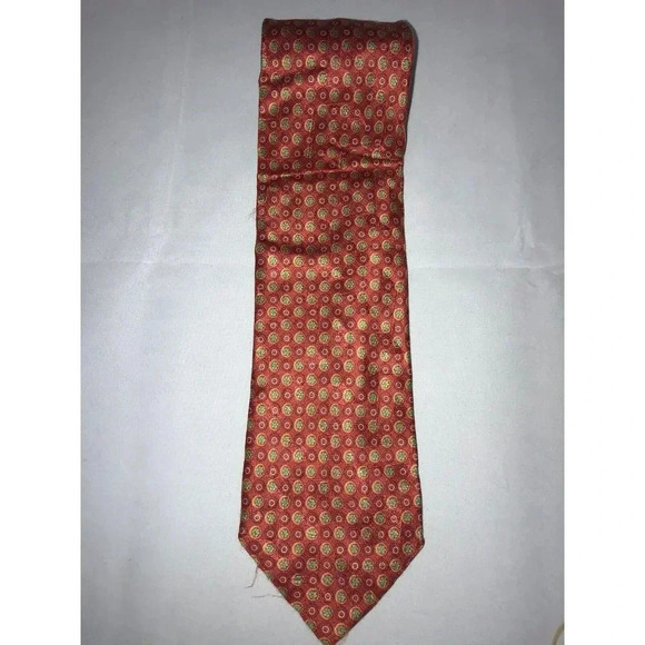 Ermenegildo Zegna Red Floral Polka Dot Geometric 100% Silk Classic Neck Tie - Picture 1 of 5